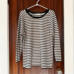 TSE Black and Cream Striped Long Sleeve Top